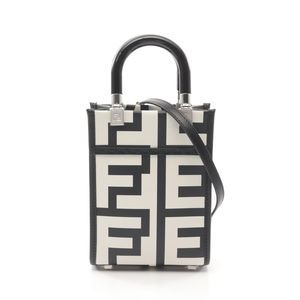 Fendi Sunshine Shopper Mini Handbag Black White Leather